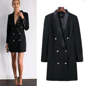 black double breasted suit jacket dress with open toe heels with ankle strap