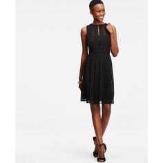 black sleeveless keyhole with fit and flared mini dress