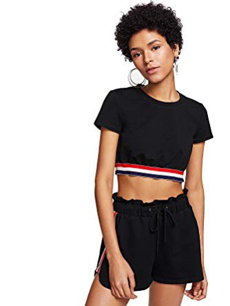 black short t-shirt with matching mini cotton shorts