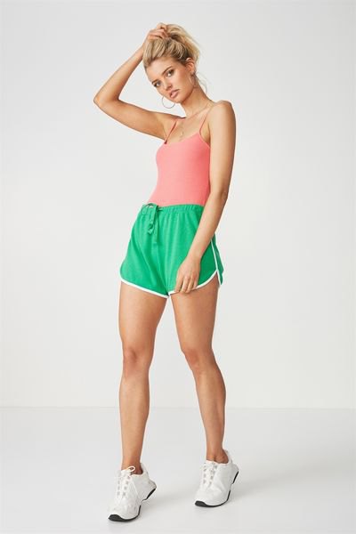 Pink tank top with blushing mini shorts