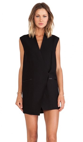 black vest dress with matching mini shorts