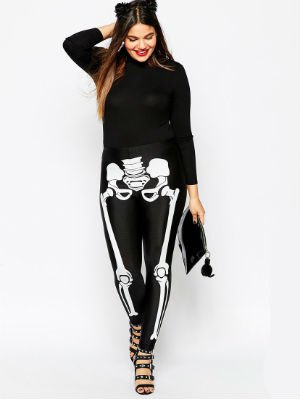 black, rough-cut knit sweater with a round neckline, skeleton gaiters and open toe heels