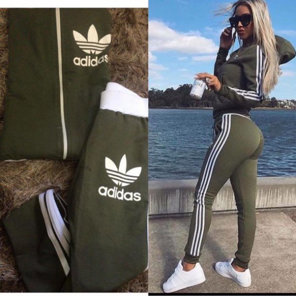 Hoodie with light gray and white adidas running boots