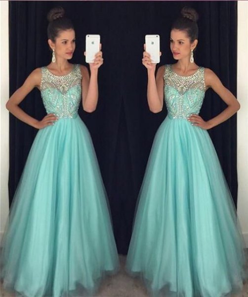 sleeveless silver sequin and teal body-hugging maxi chiffon dress