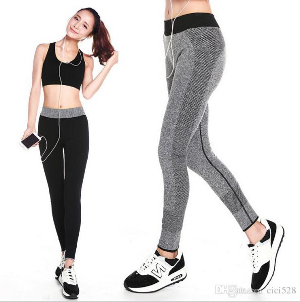 black crop top with matching running trousers