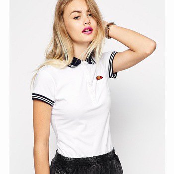 white and black slim fit golf shirt with elastic mini dress at the waist