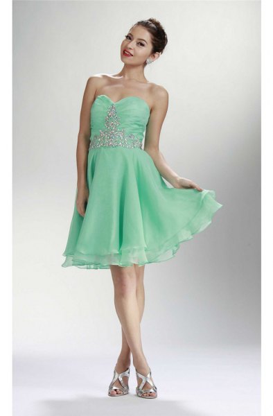 Sweetheart Neckline Mini Fit and Flare Strapless Dress