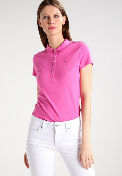 Slim fit polo shirt with white skinny jeans