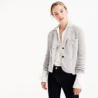 light gray sweater-blazer with white shirt and black skinny jeans