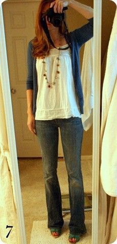 white ruched flowing tank top with navy blue cardigan