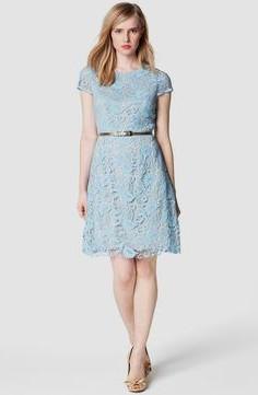 light blue knee length lace dress