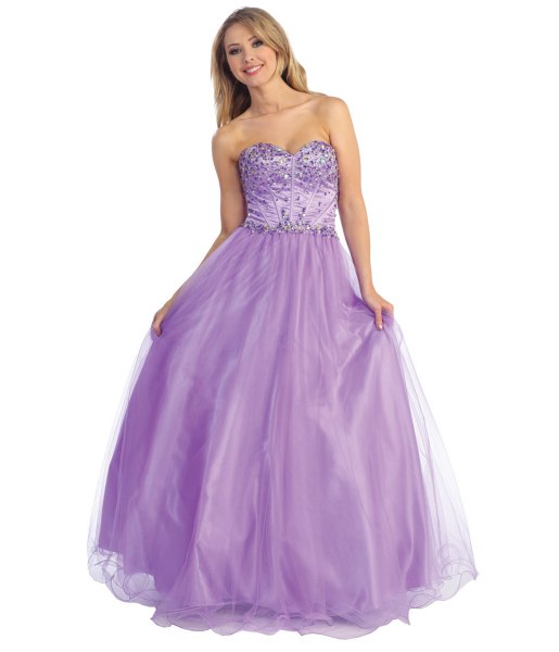 Lavender sequin and tulle suits and flare floor length walk dress