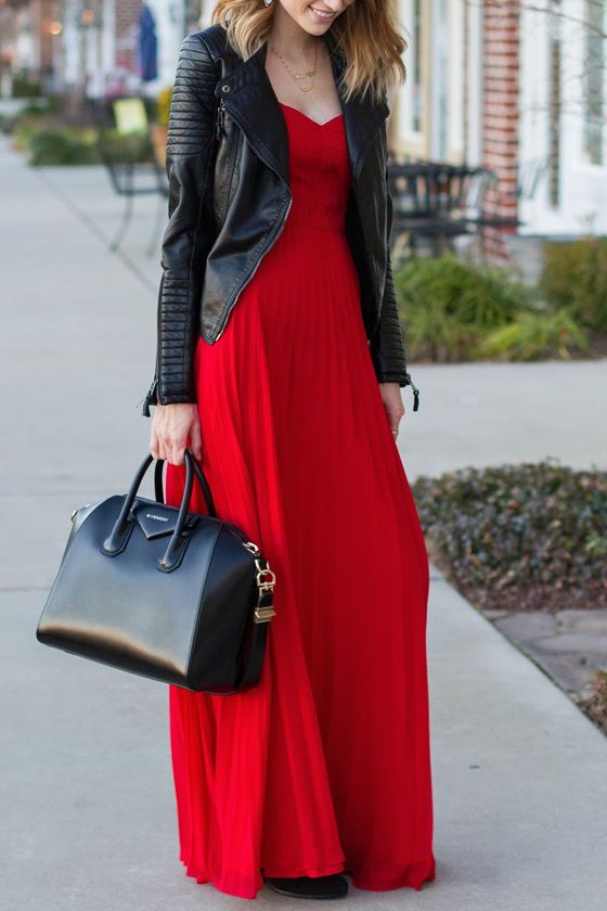 red strapless dress clothing jacket
