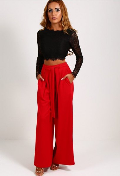 black cropped peeled long sleeve top at bottom