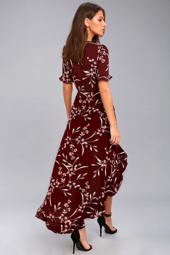 red high low dress floral maxi 