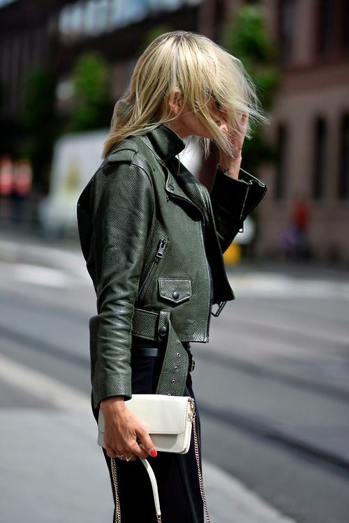 green leather jacket retro