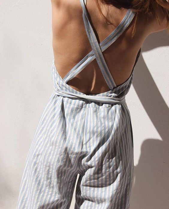 backless jumpsuit summer stripes