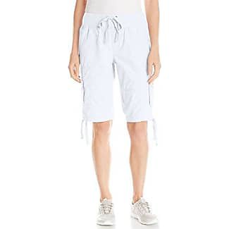 white elastic waist knee length cargo shorts with sneakers