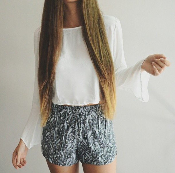 white chiffon watch sleeves top trunk printed shorts