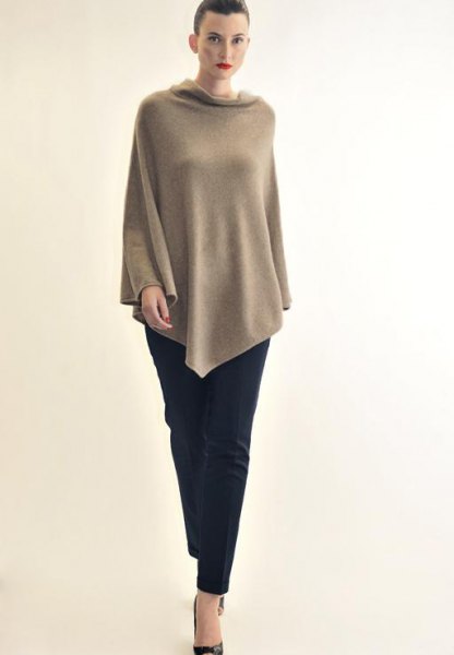 light green poncho with chinos heels