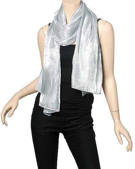 silver shawl with all black outfit