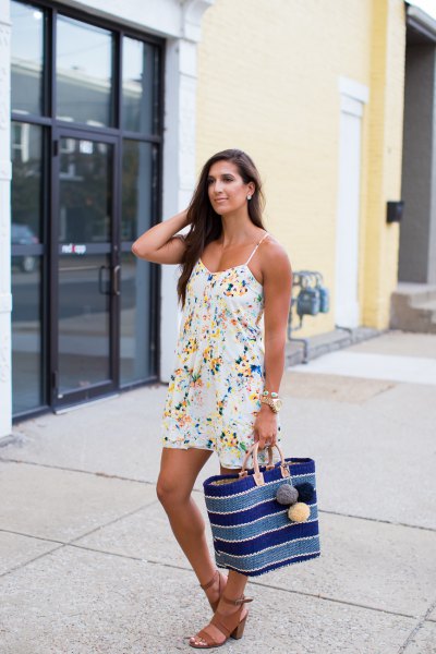 white flora cami dress with sandals
