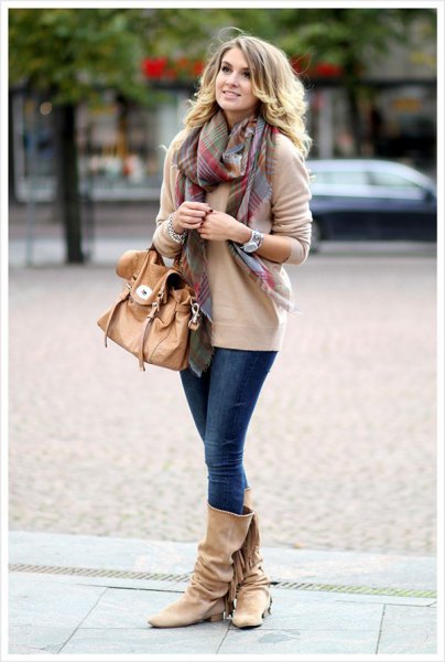 pink chunky knit sweater wide calf boots