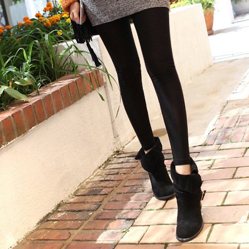 black suede fold over ankle boots gray dress black leggings