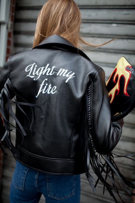 fringe leather jacket message