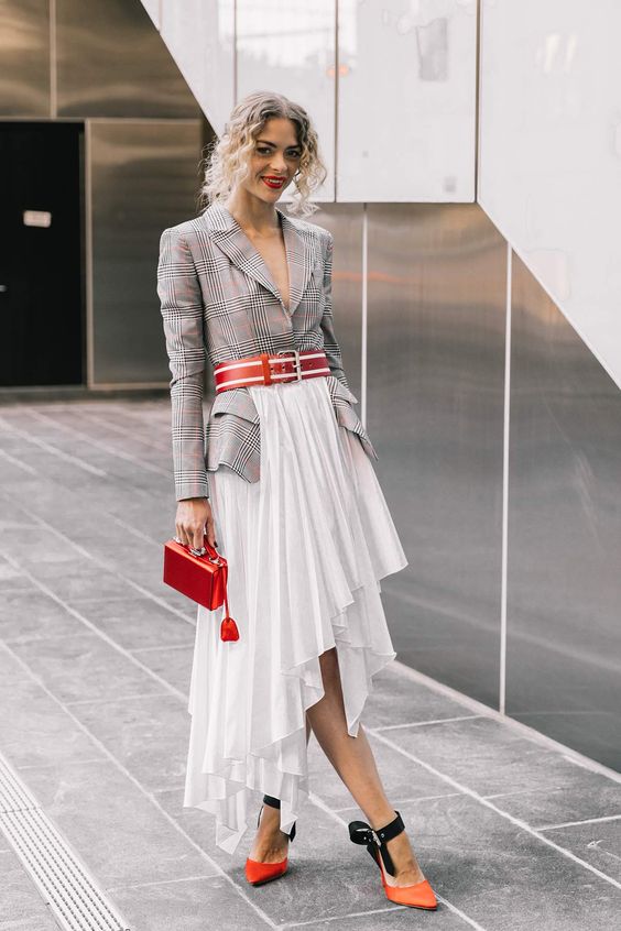 asymmetrical skirt sophisticated red