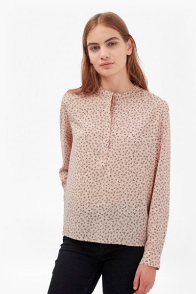 crepe shirt with subtle floral pattern