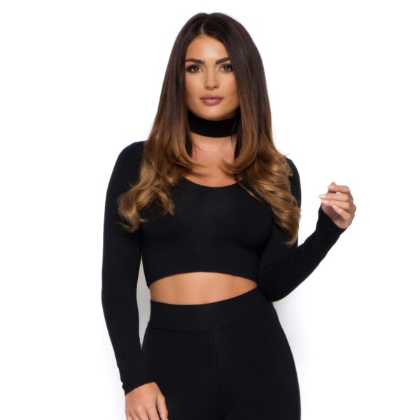 black bodycon dress choker in two parts