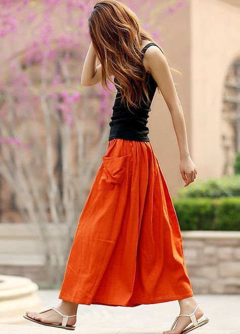 elastic waist skirt orange new black