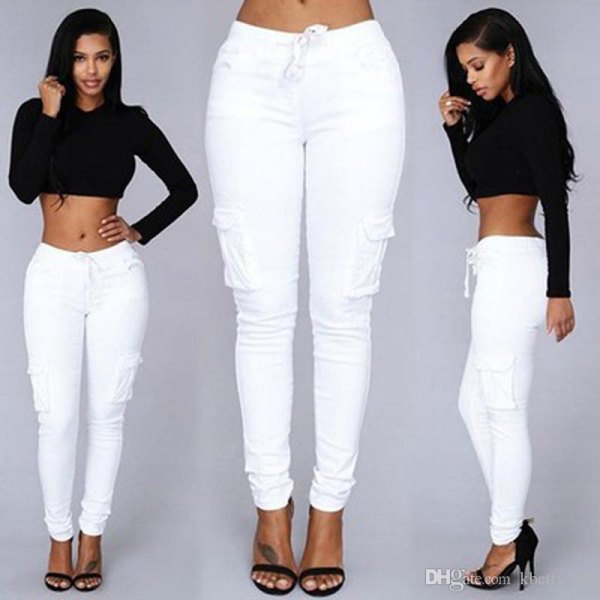 black cropped sweater white jeans