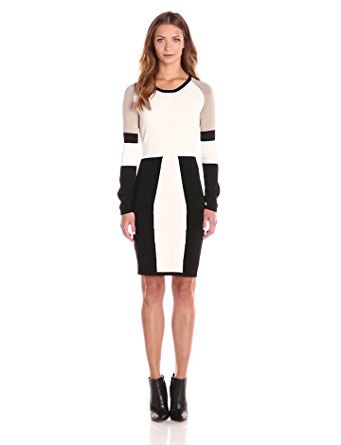 black white gray dress with long sleeves
