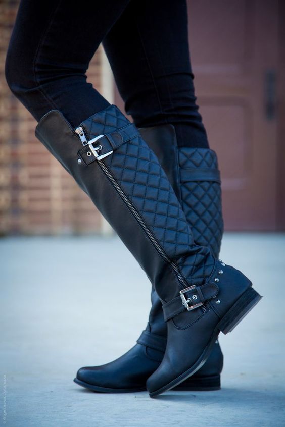 quilted boots biker vibe