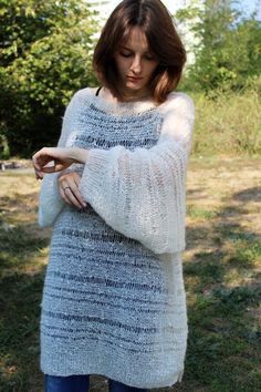 white semi sheer mohair sweater dress