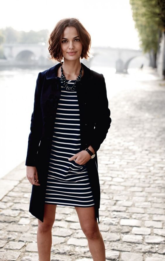 black and white striped dress french