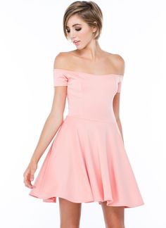 pink pink off shoulder skate dress