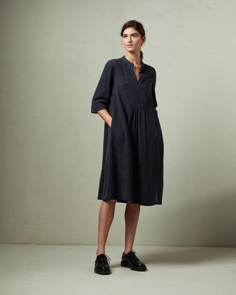 black wool tunic dress