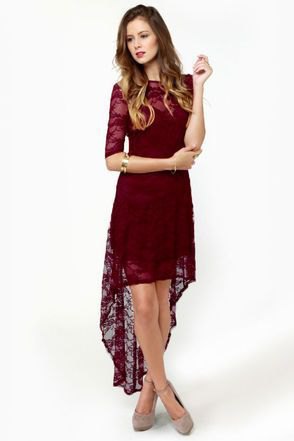 semi pure burgundy dress with high lace