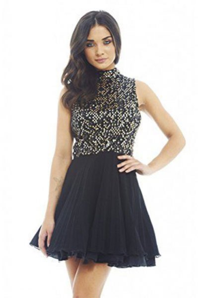 two toned crew neck tulle dress