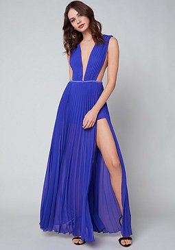 blue deep v-neck with double wear dress