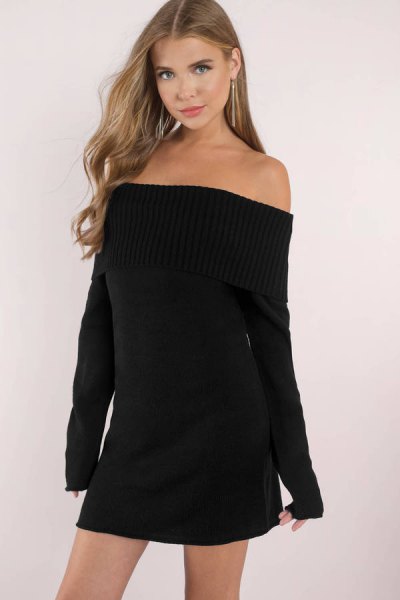 black of shoulder sweater