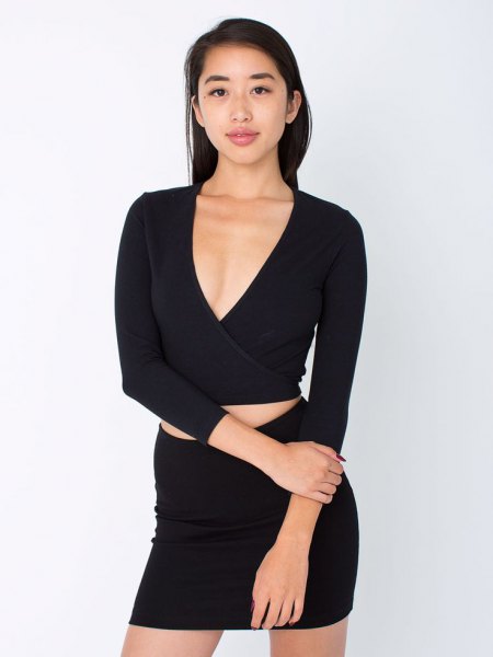 black harvest top bodycon skirt in two parts