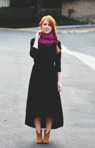 pink crochet infinity scarf black maxi dress