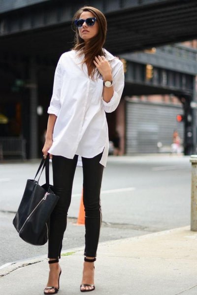 oversized white button up shirt black skinny jeans