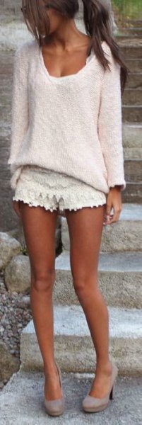 chunky white knitted sweater outfit