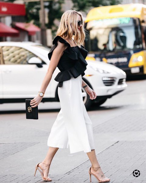 white high waisted culottes