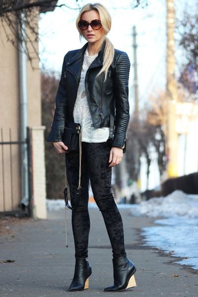 black leather bomber jacket outfit